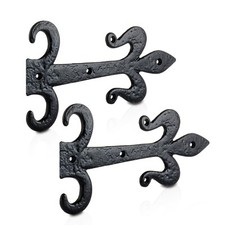 XFORT 264mm Black Antique Fleur De LYS Hinge Front, Cast Iron Gate Hinges
