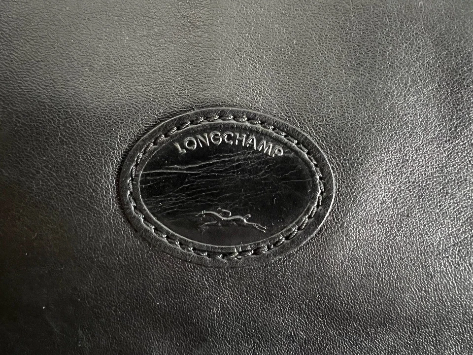 Bolsa de vestuário Longchamp vintage couro de bezerro preto muito rara Muito boa/EUC - Imagem 3 de 4