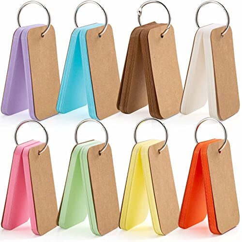 flash card binder Lined Index Cards with Metal Ring Binder, Small Study Note Cards with PP Cover and Elastic Closure, Portable Flash Cards for Vocabulary and Daily