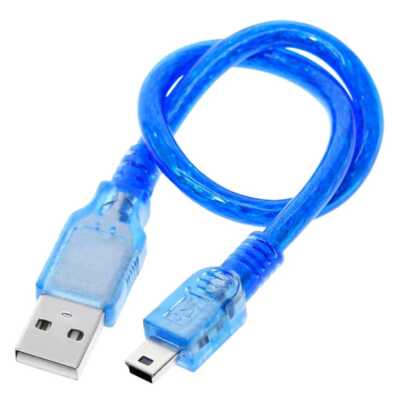 30cm USB 2.0 to Mini Type B 5 Pin Data Transfer Sync and Charger Cable Male Blue