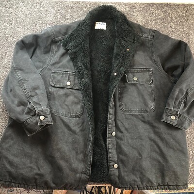 Old Navy Denim Jacket Sherpa Lined Mens 3X Black Button Front