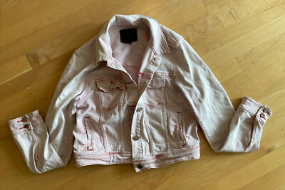Paige Pink Denim Moto Jacket Size Women's Medium M | eBay