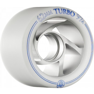 Rollerbones Turbo Wheel Clear Aluminum Hub 62mm 97a - White (Set of 8)