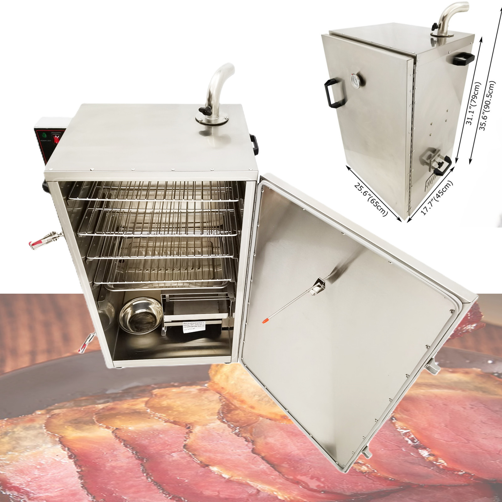 110V 5-layer 1KW Commercial Vertical Digital Electric BBQ Meat Smoker Depth 17"