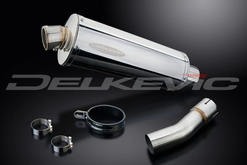 铃木 SV650 1998 - 2002 Delkevic Slip On 14 英寸椭圆形不锈钢排气消声器套件 — 第 3/4 张图片