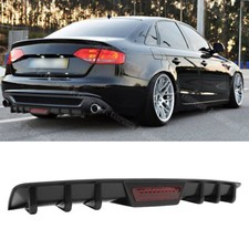 For Audi A4 B8 S4 RS4 A5 Rear Bumper Diffuser 6 Fins Splitter Spoiler Lip Black