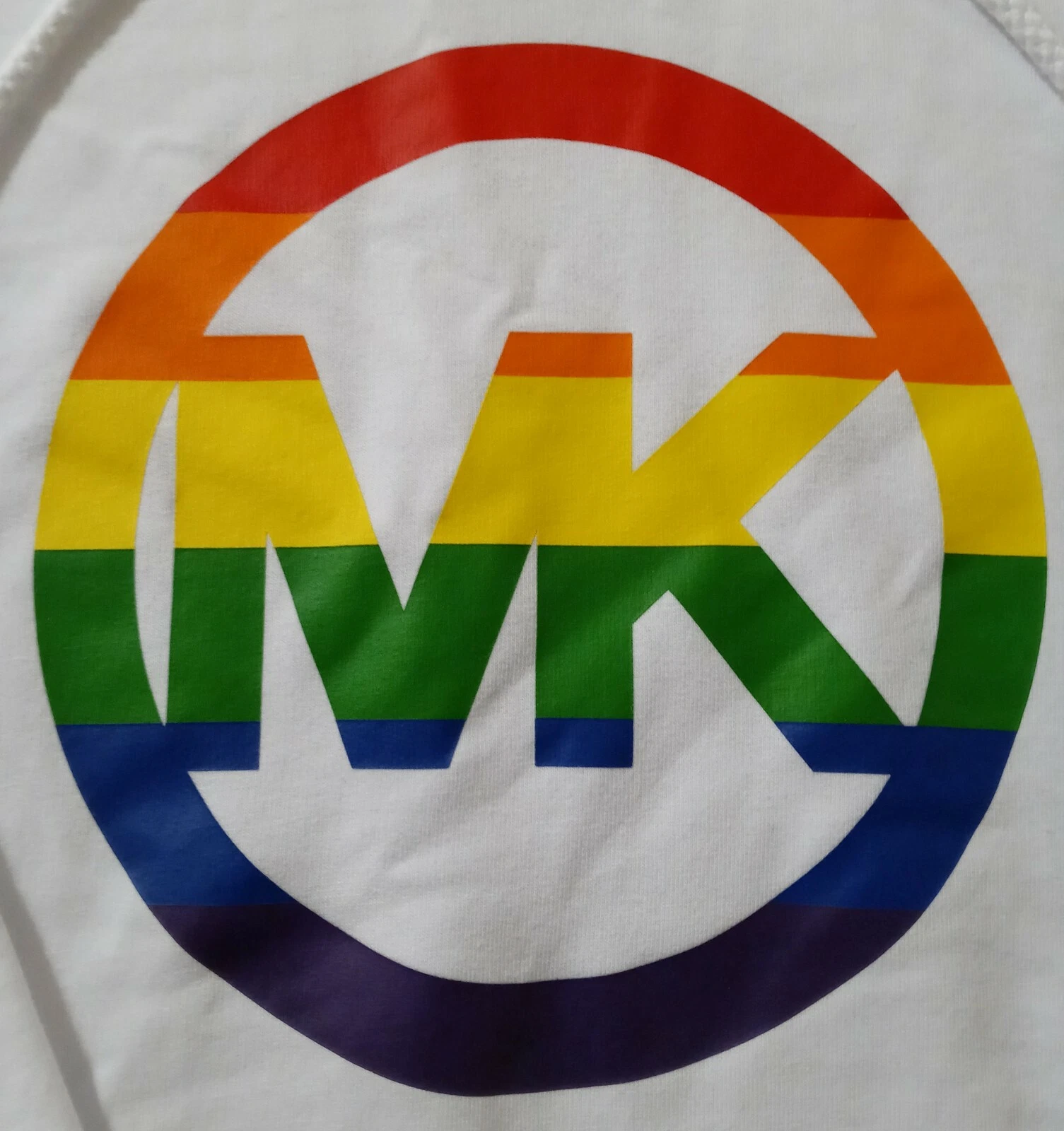 Felpa felpa Michael Kors donna bianca Pride MK logo nuova con etichetta taglia S