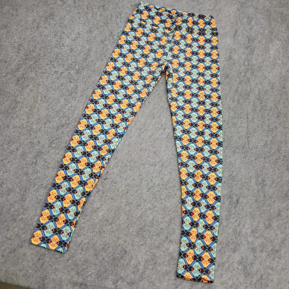 Lularoe Leggings Mujer Talla Única Azul Amarillo Pantalones Informales Azteca Damas 24x26 Foto 2 de 4
