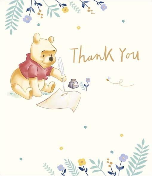 Winnie the Pooh Bear THANK YOU Greetings Card Appreciation