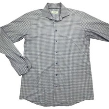 Eton Dress Shirt Mens 16 Purple Check Slim Fit Long Sleeve Casual Button Down