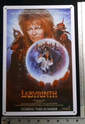 David Bowe Labyrinth Metal Movie Poster Sign 8''x12'' Little Dinged