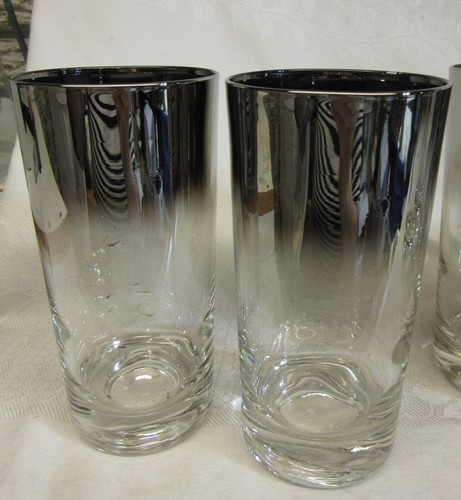 6 Vintage DOROTHY THORPE - SILVER FADE HlGHBALL Glass Tumblers Mid Century - Picture 2 of 2