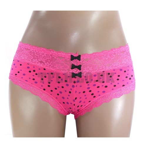 1/4x Damenhöschen Baumwolle Slip Schlüpfer Spitze Punkte gefleckte Jungenshorts 8-12 7224 - Bild 2 von 3