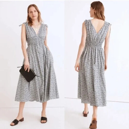Madewell Women's Sophia Smocked Midi Dress Florentine Floral NF881 Small NEW