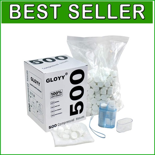 Fast Activating Biodegradable Compressed Towels - 500 Count with FREE Dispenser
