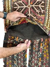 Pre-1900s Rare Handmade Colorful Kilim Soumak Collectable Saddle Bag Caucasian
