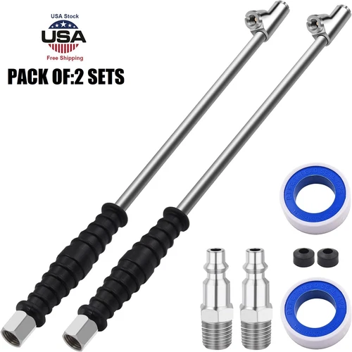 2×Dual Head Air Chuck 1/4" FNPT Straight Foot Lock On Truck RV Tire Inflate Chuc - Picture 15 of 17