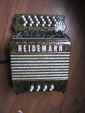 Vintage Heidemann Electronic Button Accordion Black Gold Sparkle - NEEDS REPAIR