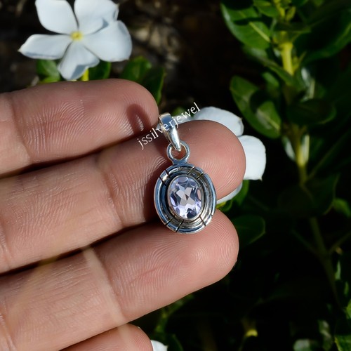 Pendentif En Argent 925 Avec Topaze Bleue London - Fait Main