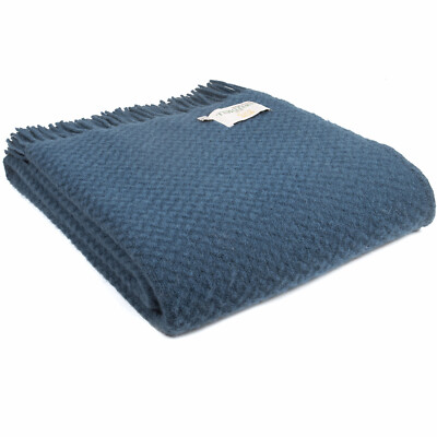 TWEEDMILL TEXTILES 100% Wolle Schlafsofa Überwurf Decke WAFER TINTENBLAU KNIETEPPICH