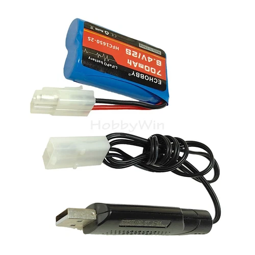 6.4V 2S 700mAh LiFePO4 Battery KET-2P Nor male plug with USB charger Combo Set