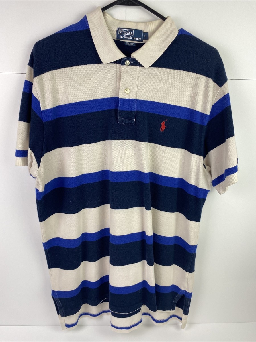 トップス 90's Polo by Ralph Lauren stripe shirt Polo Ralph Lauren Vintage 90s Striped Blue White Button Down