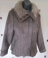 Jacket Coat 14 42 Medium M Faux Suede Leather Fur Warm Winter Cherokee