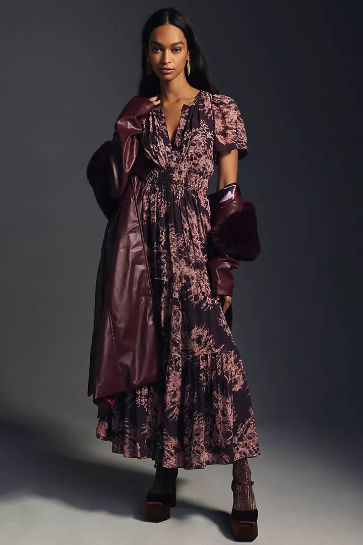 Anthropologie Somerset Maxi Dress Chiffon Edition Sz XXS