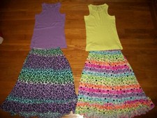 PIPER 2 PC. SEQUIN RIBBED TANK TOP  PRINTED SKIRT SET HEARTS GIRLS SZ L 10 12