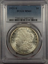 1921-S Morgan Silver Dollar PCGS MS61 $1