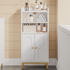 Bathroom Storage Cabinet, Small Floor Cabinet with 2 Door and Shelves, Toilet