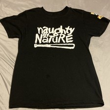 Naughty By Nature Graphic Print Cotton Short Sleeve Black Music T-Shirt Men's