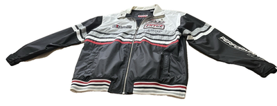 美品！激レア　ENYCE レザージャケット レーシングデザイン Vintage Enyce Racing Jacket Mens Large Black/White Full Zip Hip