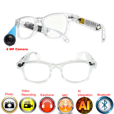 AI Smart Glasses with 8MP Camera, Translator Languages, Bluetooth Music & Call