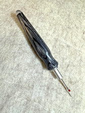 Hand carved SMOKEY MOUNTAIN Wood  seam ripper sewing tool brushed chrome