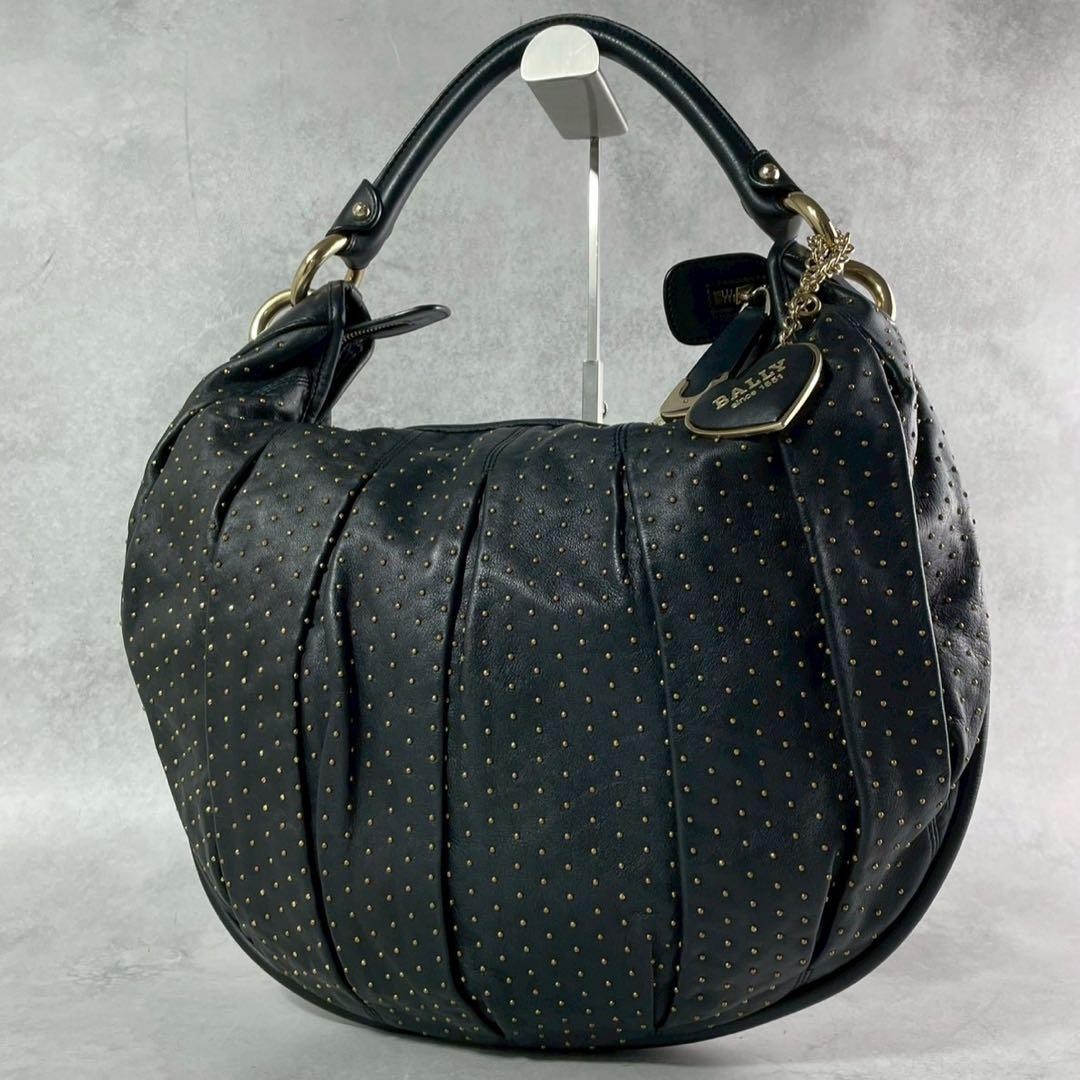 超希少✨BALLY Studded Leather Shoulder Bag BALLY Studded Leather Handbag Rare Excellent Condition Designer