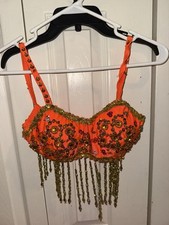 Bollywood Two Piece Orange Set With Accessories - Small Adult