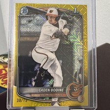 CADEN BODINE 2025 Bowman Draft #BDC-63 Yellow Mojo Refractor /75 Orioles