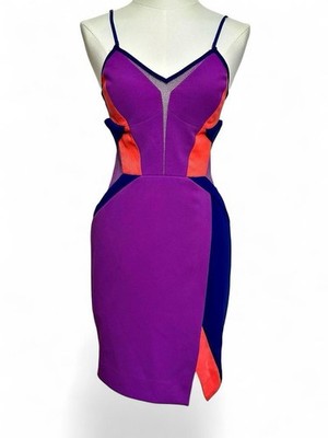 Three Floor Women s Colorblock Bodycon Dress With Mesh Detail - Size 6