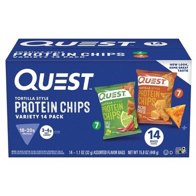 Quest Protein Chips Variety Pack, Chili Lime & Nacho Cheese, 18-20g, 14ct