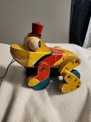 Fisher Price 728 Buddy Bullfrog Pull Toy 1959-60 Vintage Wooden USA does work