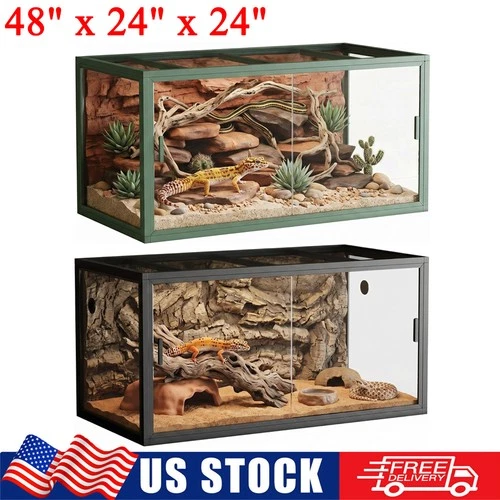 120 Gallon Reptile Terrarium Tempered Glass with Aluminum Frame Ventilated Tank