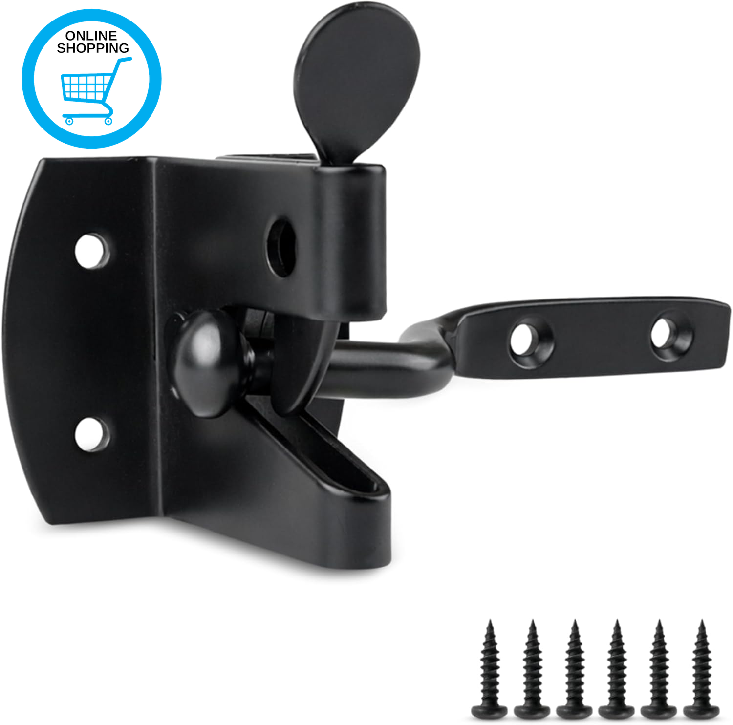Auto Gate Latch for Wooden Gates - Heavy Duty Black Door Latch Lock Self Locking