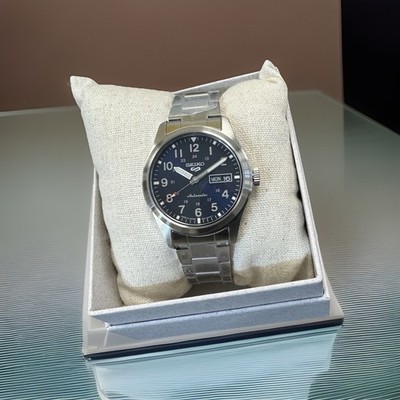 Seiko 5 Automatic Watch 100 Meter Day Date Blue Dial SRPG29 Made