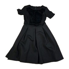 Elie Tahari Black Pleated Fur Dress Formal Size 4