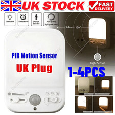1-4 Plug In PIR Motion Sensor Hallway Plug Socket LED Home Night Light Lamp Safe