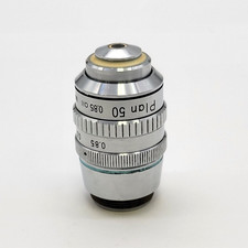 Nikon Microscope Objective Plan 50x 0.85 Oil 160 Silver Colored