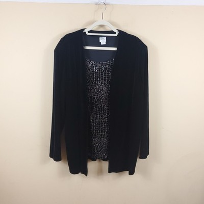 Giorgio Fiorelli Velour Textured Tank with Attached Open Front Cardigan Size 20
