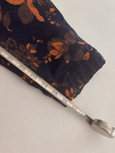 Anthropologie Floral Brocade Pull-On Navy Blue Business Casual Pants | Size M - Picture 9 of 16