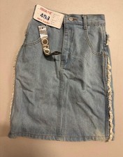 Vintage Jordache 498 New Basics NWT Girls Size 7 Light Wash Denim Fringe Skirt